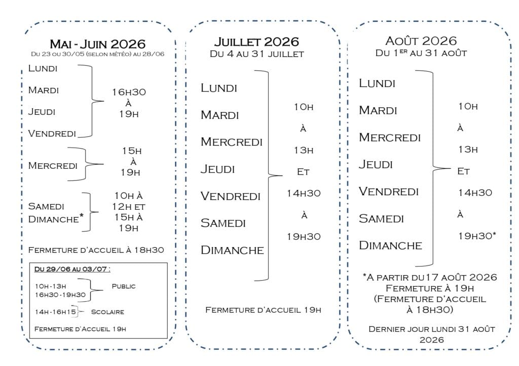 horaires piscine 2026